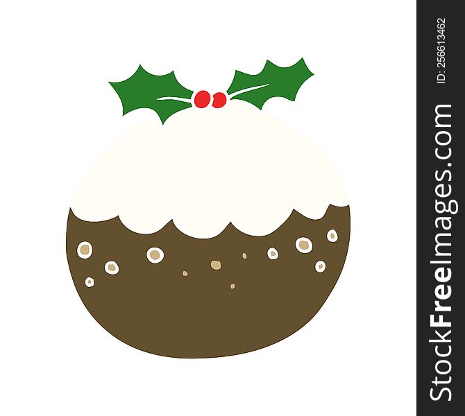 Flat Color Style Cartoon Christmas Pudding