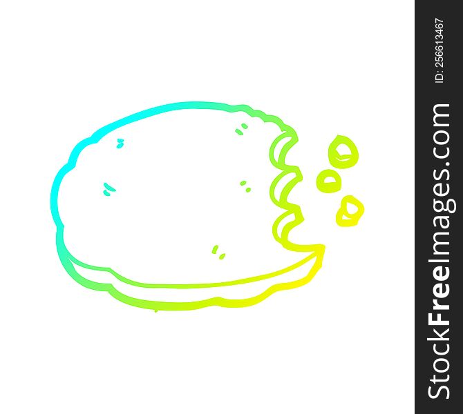 cold gradient line drawing of a cartoon cookie