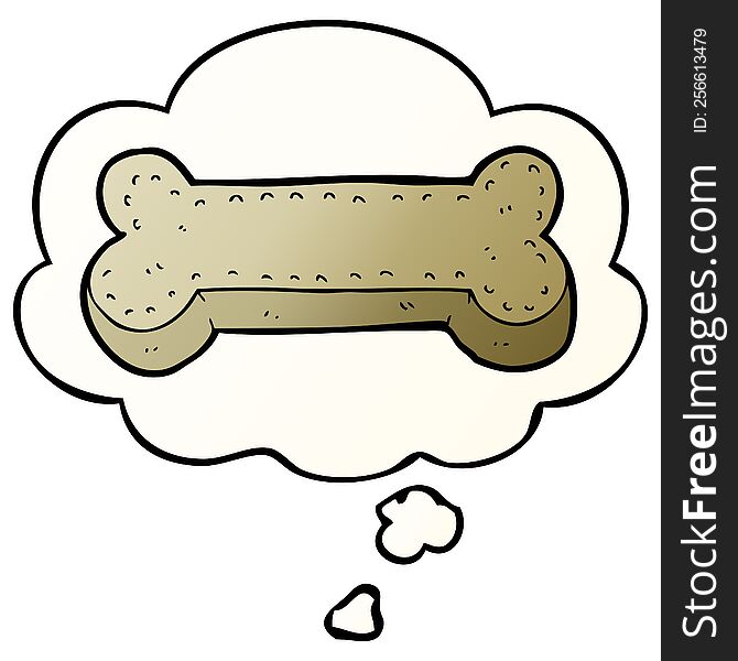 Cartoon Dog Biscuit And Thought Bubble In Smooth Gradient Style