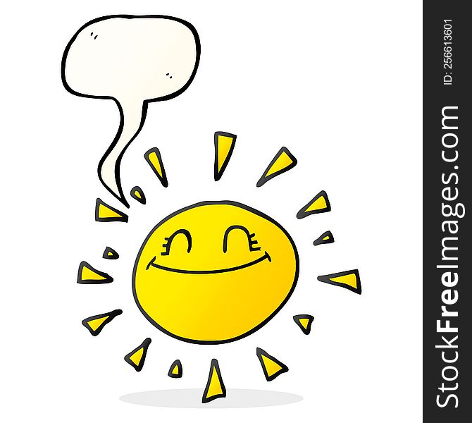 happy freehand drawn speech bubble cartoon sun. happy freehand drawn speech bubble cartoon sun