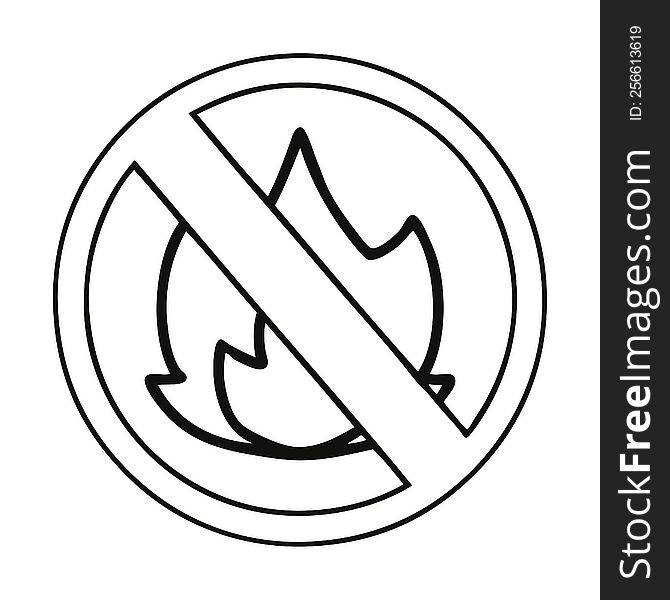 Line Drawing Cartoon No Fire Allowed Sign