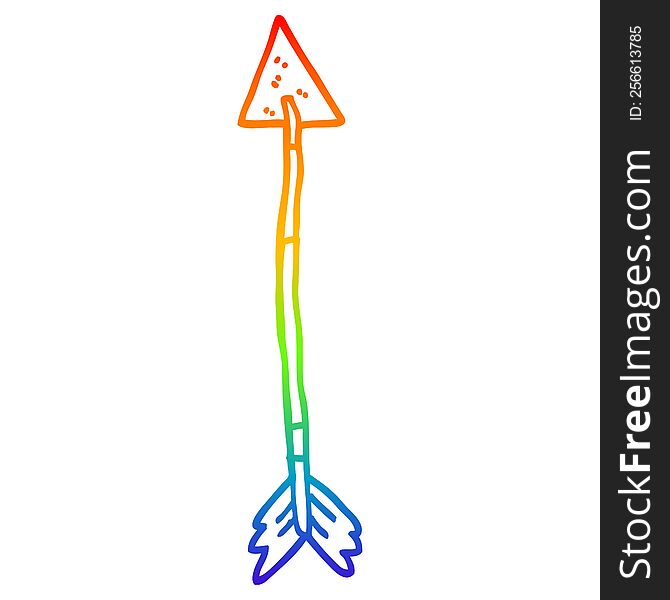 Rainbow Gradient Line Drawing Cartoon Old Arrow