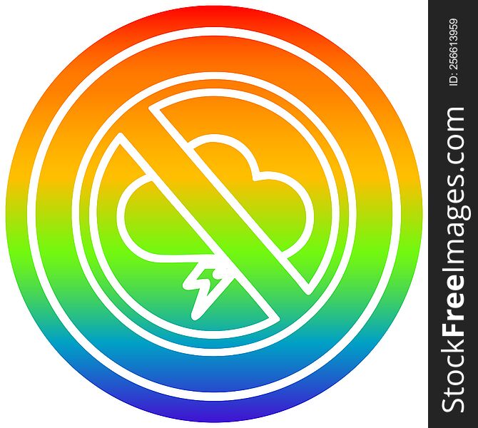 no storms circular icon with rainbow gradient finish. no storms circular icon with rainbow gradient finish
