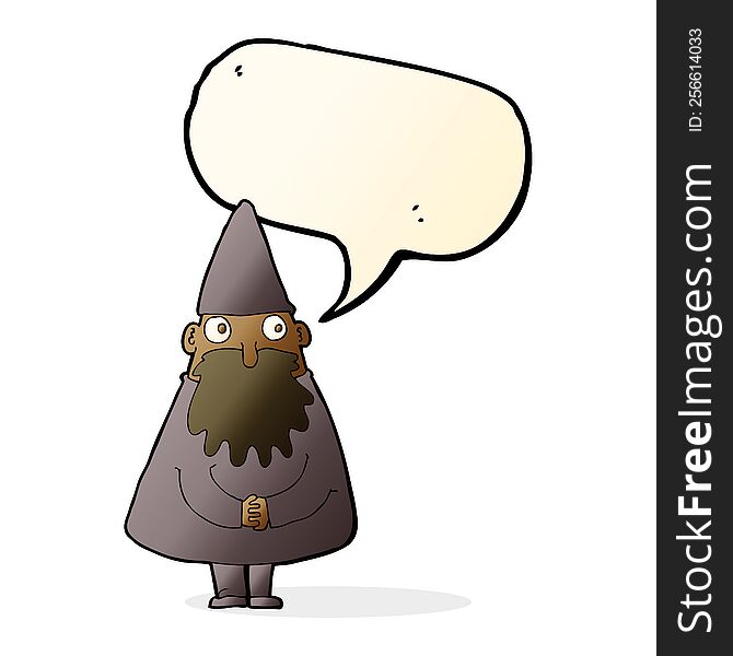 Cartoon Wizard With Speech Bubble