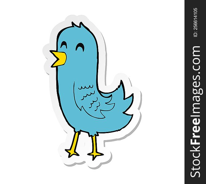 Sticker Of A Cartoon Happy Bird