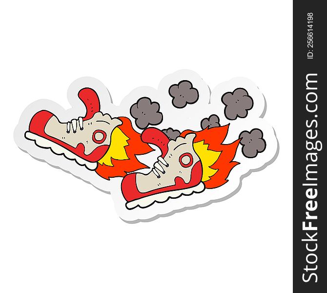 Sticker Of A Cartoon Super Fast Sneakers