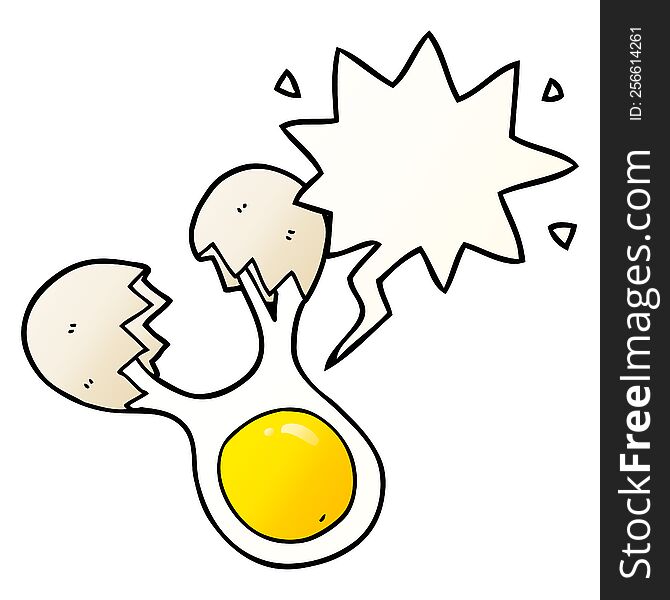 cartoon cracked egg with speech bubble in smooth gradient style