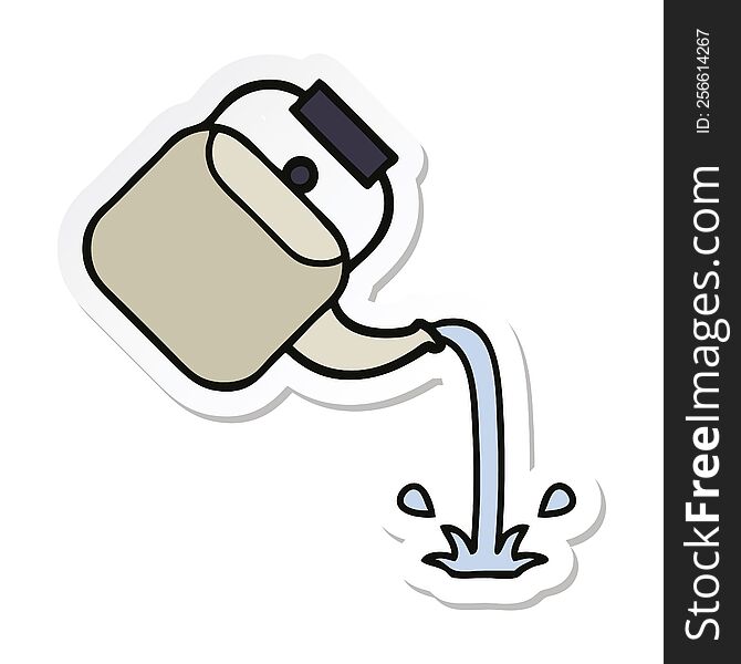 sticker of a cute cartoon pouring kettle