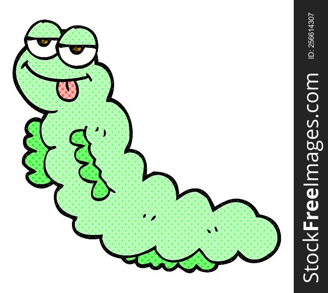 freehand drawn comic book style cartoon caterpillar