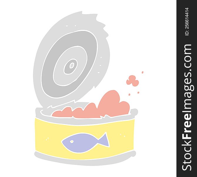 Flat Color Illustration Of A Cartoon Can Of Tuna