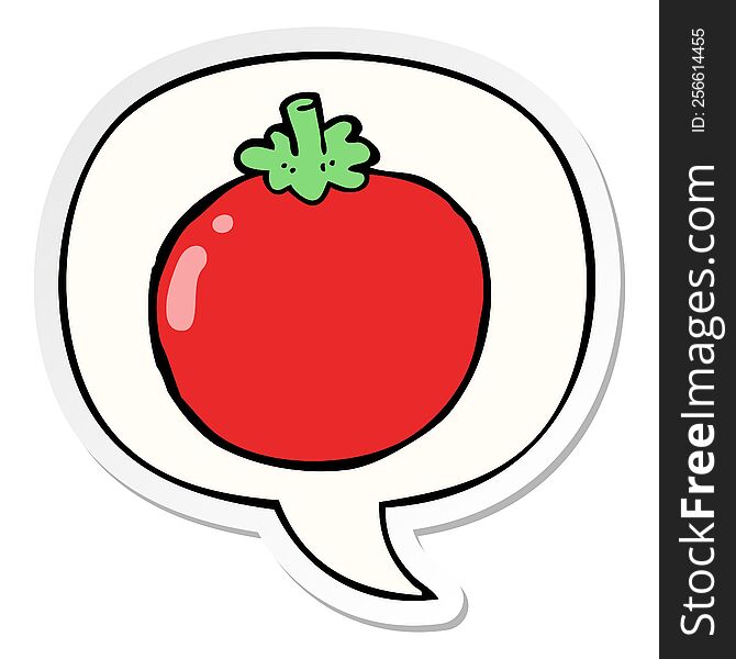 Cartoon Tomato And Speech Bubble Sticker