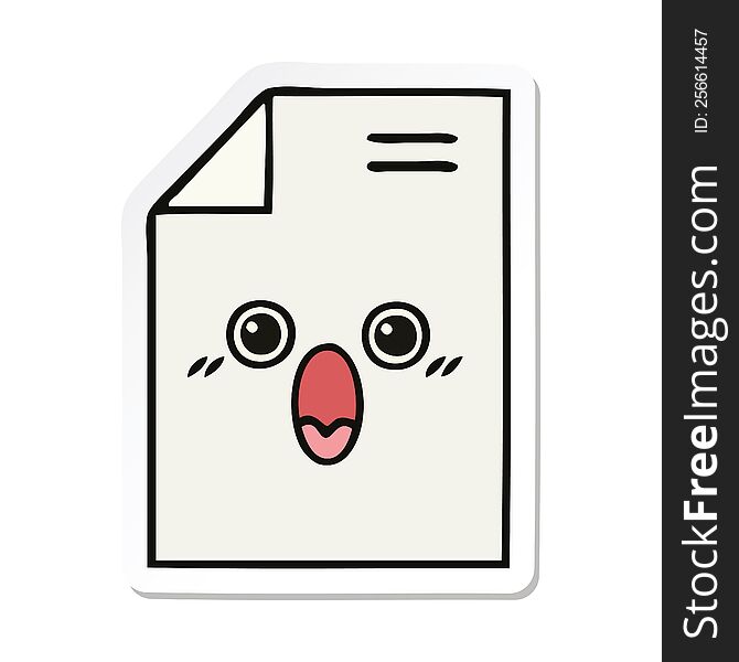 sticker of a cute cartoon shocked paper document