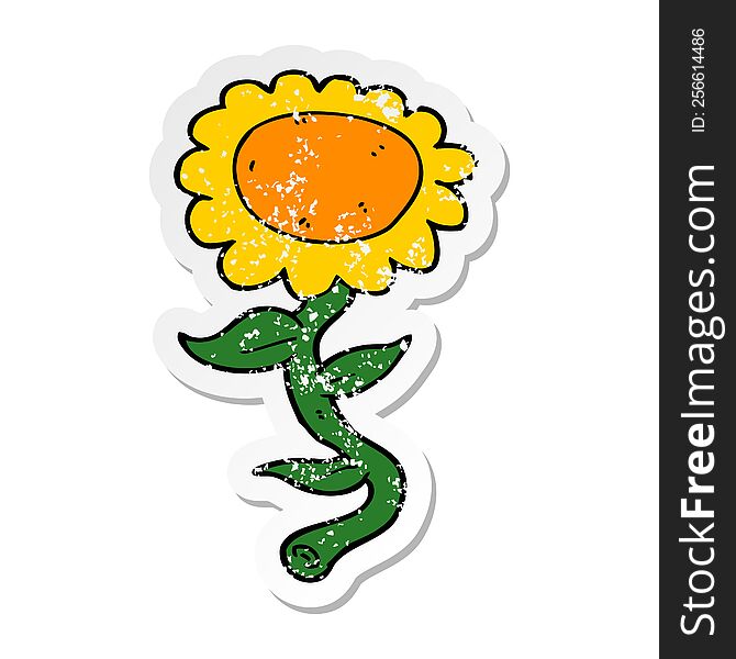 distressed sticker of a cartoon sunflower