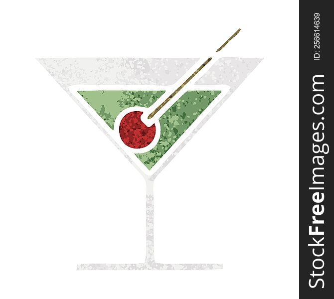 retro illustration style cartoon of a fancy cocktail