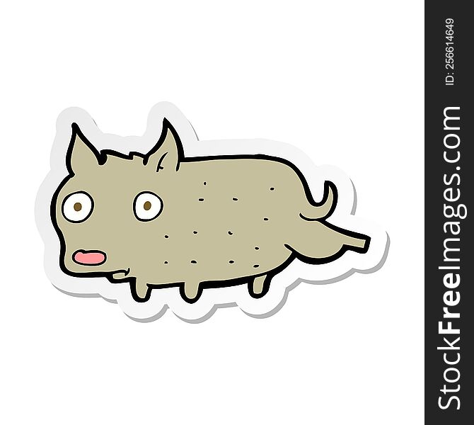 sticker of a cartoon little dog cocking leg