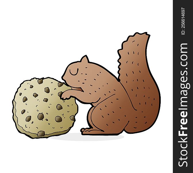 cartoon squirrel eating a cookie. cartoon squirrel eating a cookie