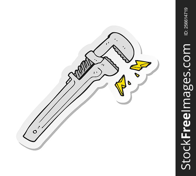 sticker of a cartoon adjustable wrench