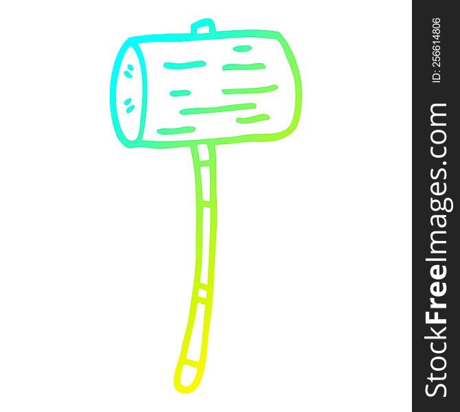 cold gradient line drawing of a cartoon wood mallet