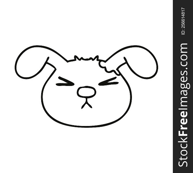 line drawing quirky cartoon dog face. line drawing quirky cartoon dog face