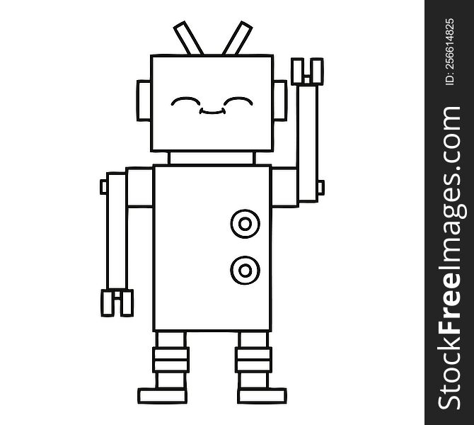 line drawing cartoon of a robot. line drawing cartoon of a robot