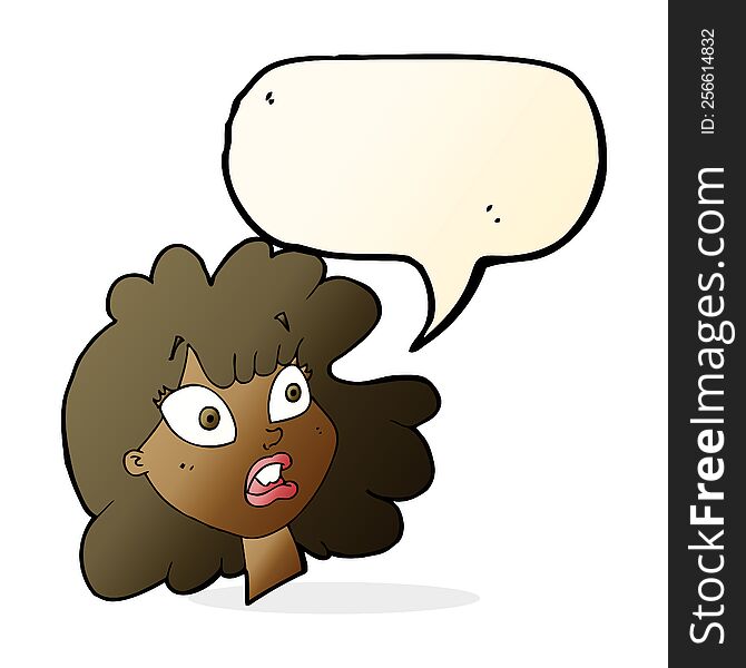 Cartoon Shocked Female Face With Speech Bubble