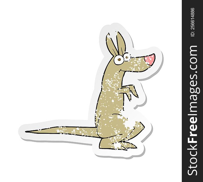 retro distressed sticker of a cartoon kangaroo