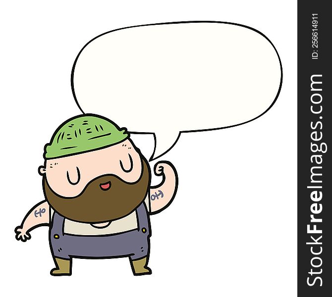 Cartoon Tough Fisherman And Speech Bubble