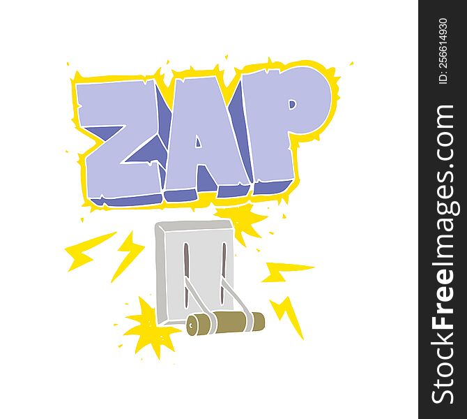 Flat Color Illustration Of A Cartoon Electrical Switch Zapping