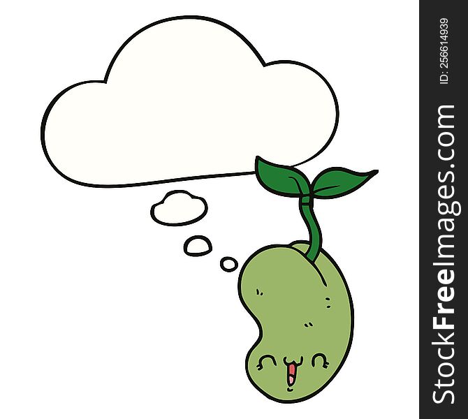 cute cartoon seed sprouting with thought bubble