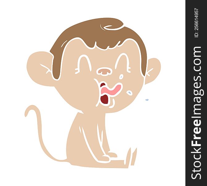 crazy flat color style cartoon monkey sitting