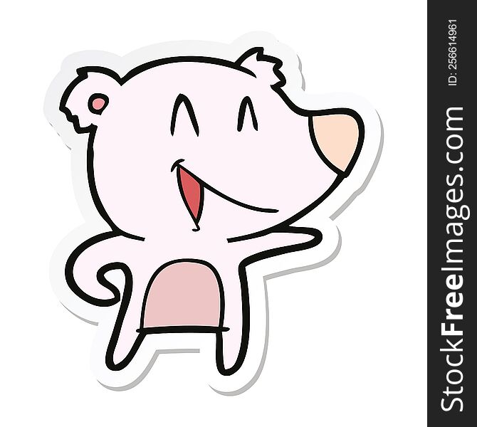 Sticker Of A Laughing Bear Cartoon
