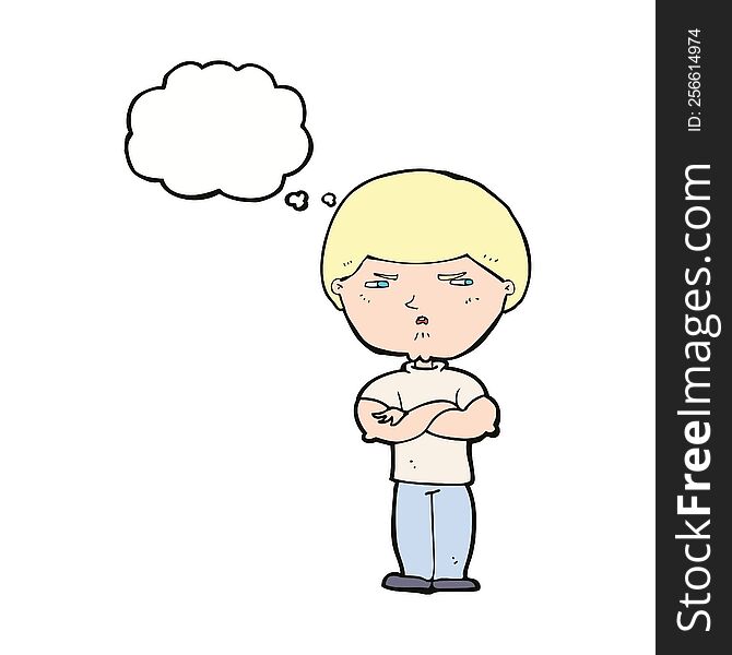 Cartoon Grumpy Man With Thought Bubble