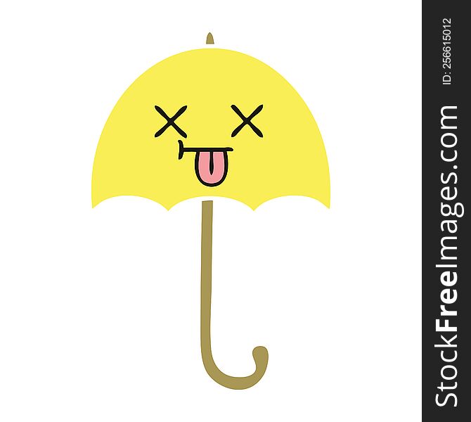Flat Color Retro Cartoon Umbrella
