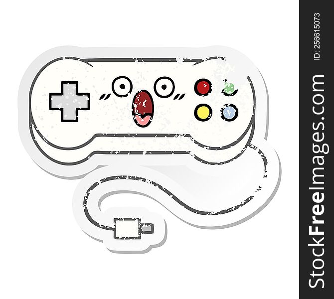 distressed sticker of a cute cartoon game controller