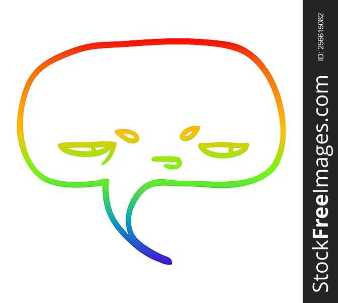 rainbow gradient line drawing of a cartoon speech bubble with face