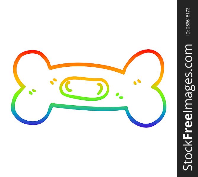 rainbow gradient line drawing of a cartoon pet bone