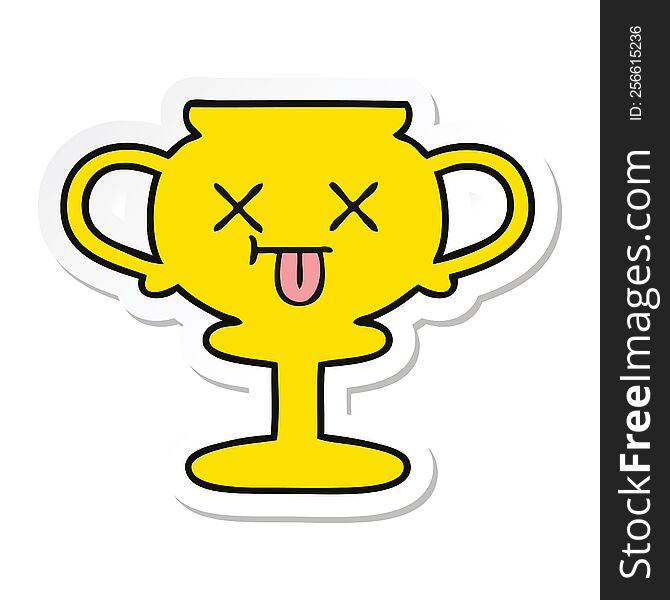 Sticker Of A Cute Cartoon Trophy