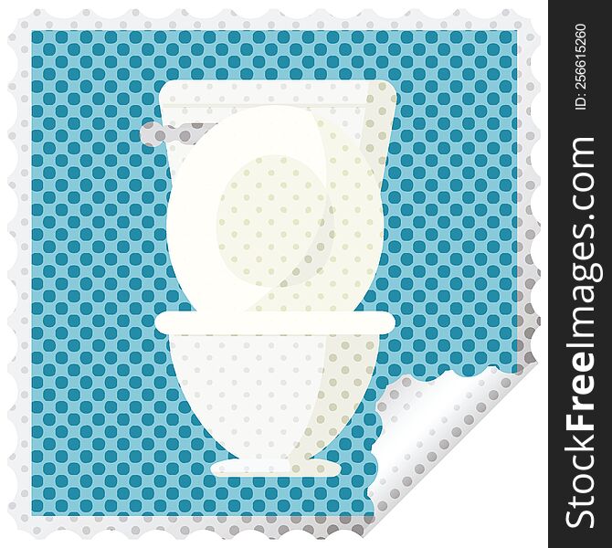 open toilet graphic square sticker stamp. open toilet graphic square sticker stamp