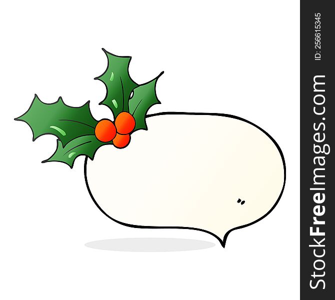 Speech Bubble Cartoon Christmas Holly