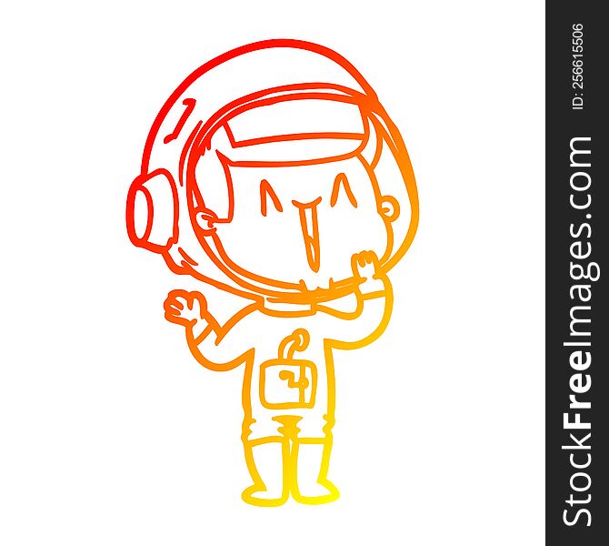 Warm Gradient Line Drawing Laughing Cartoon Astronaut