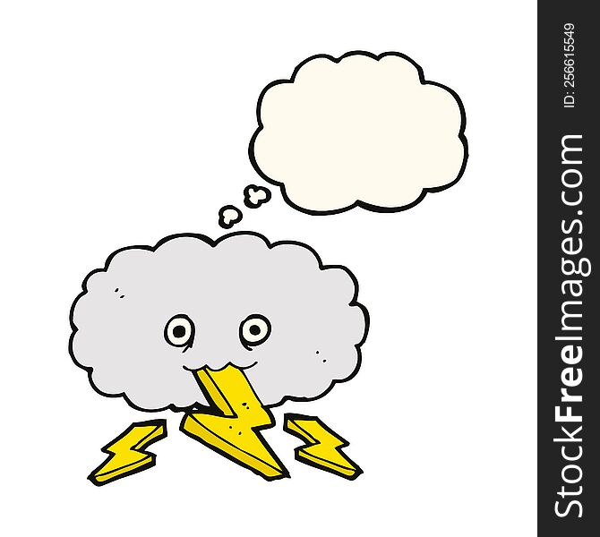 Cartoon Thundercloud With Thought Bubble