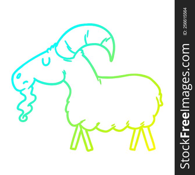 cold gradient line drawing of a cartoon goat
