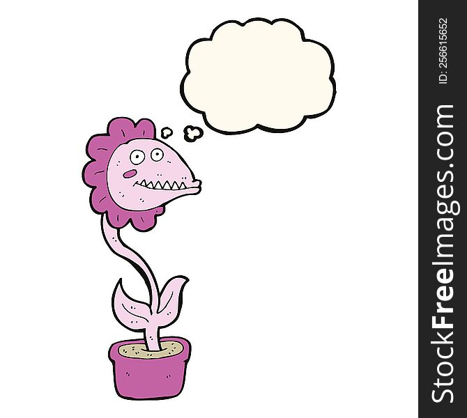 Cartoon Monster Plant With Thought Bubble