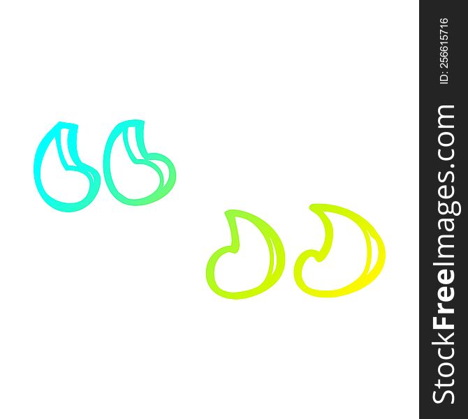 cold gradient line drawing of a cartoon quotation marks