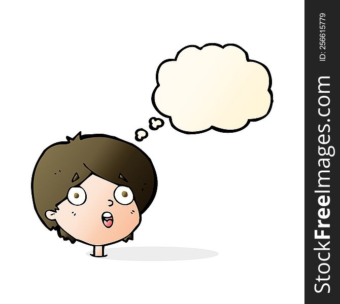 cartoon amazed expression with thought bubble