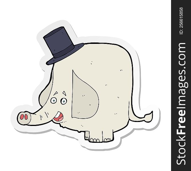 Sticker Of A Cartoon Elephant In Top Hat