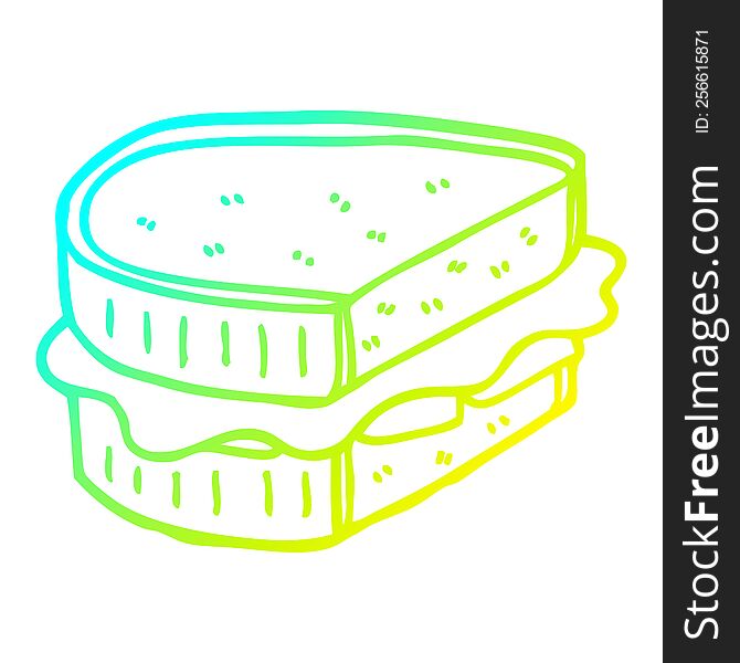 Cold Gradient Line Drawing Cartoon Toasted Sandwich