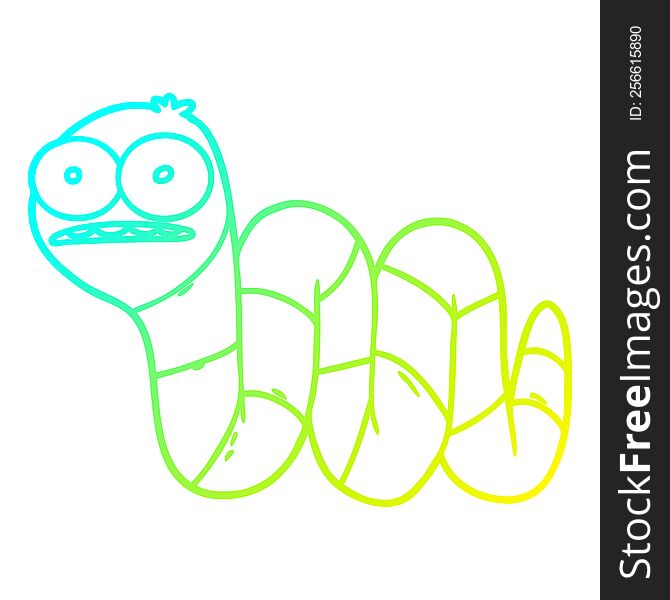 cold gradient line drawing of a cartoon nervous worm