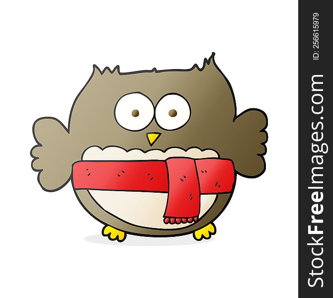 Cartoon Owl Wearing Scarf