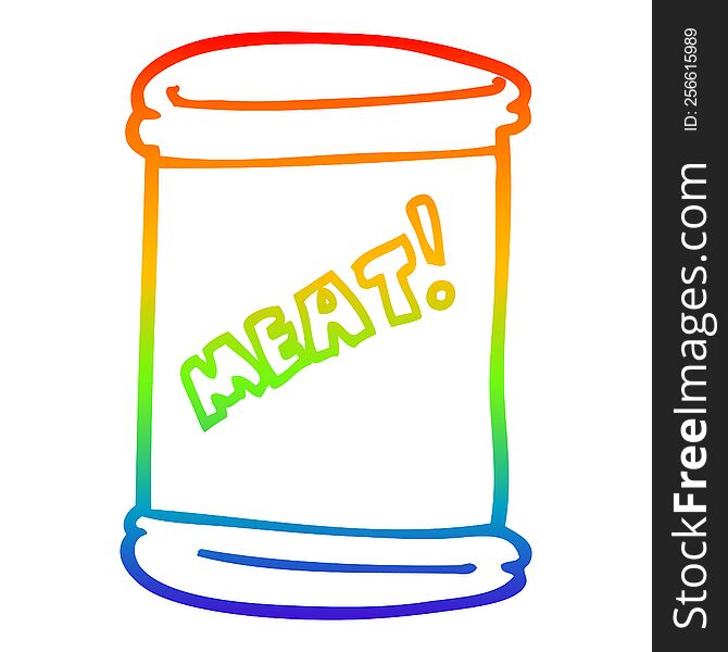 Rainbow Gradient Line Drawing Cartoon Can Of Meat